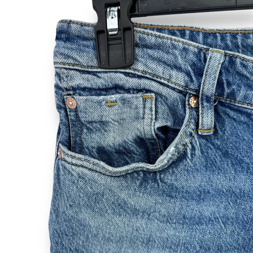 Free People Cuffed Slim Boyfriend Jeans Womens Size 31 Frayed Hole